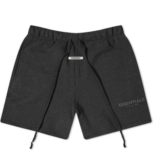 3X HP🔥 NWT Fear of God Essentials Black Sweat Shorts - Picture 2 of 5
